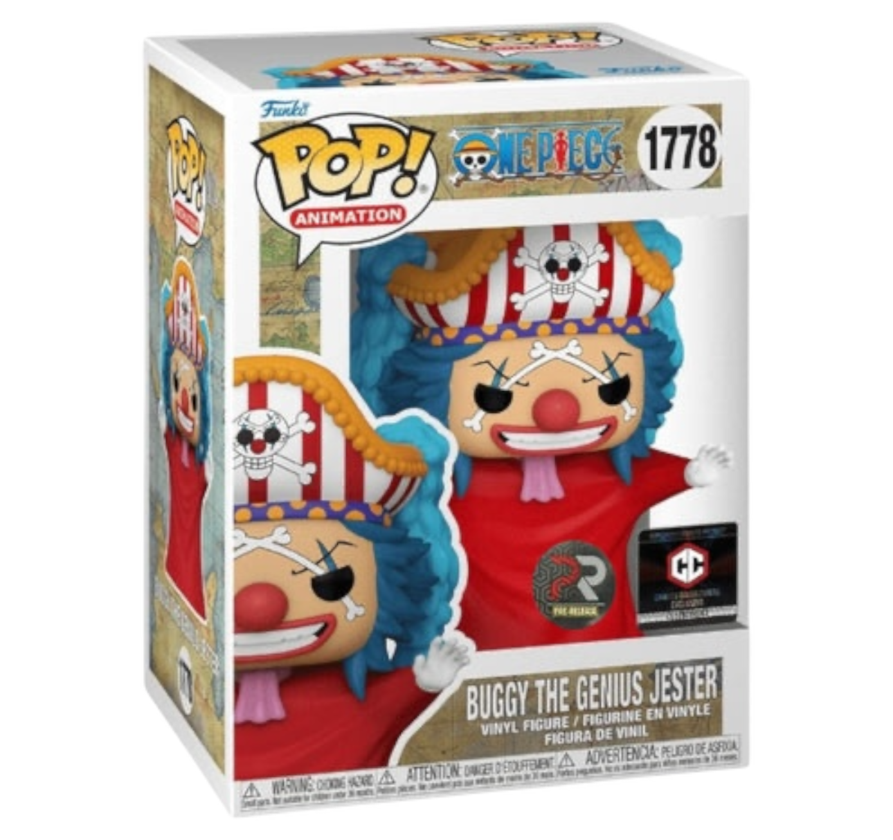 Funko Pop One Piece Buggy The Genius Jester #1778 PR Stickert Chalice Exclusive