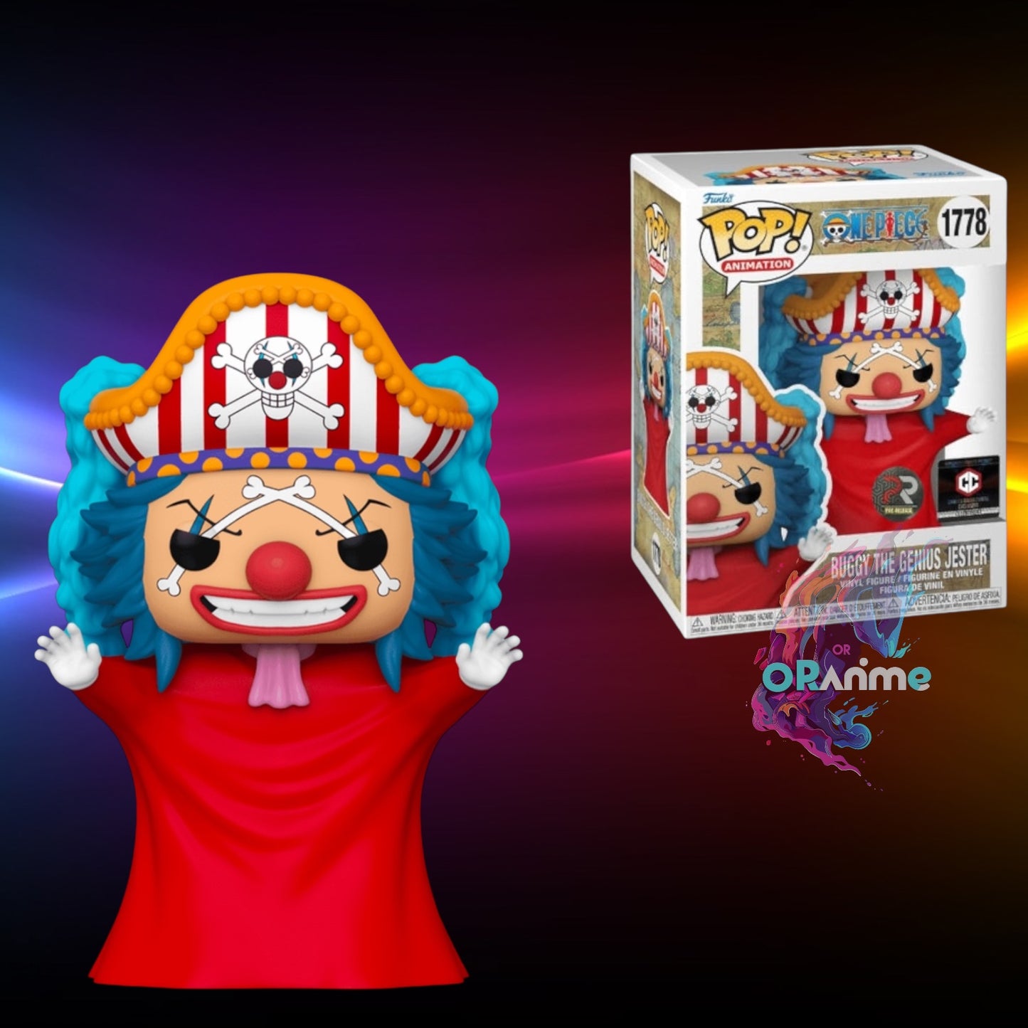 Funko Pop One Piece Buggy The Genius Jester #1778 PR Stickert Chalice Exclusive