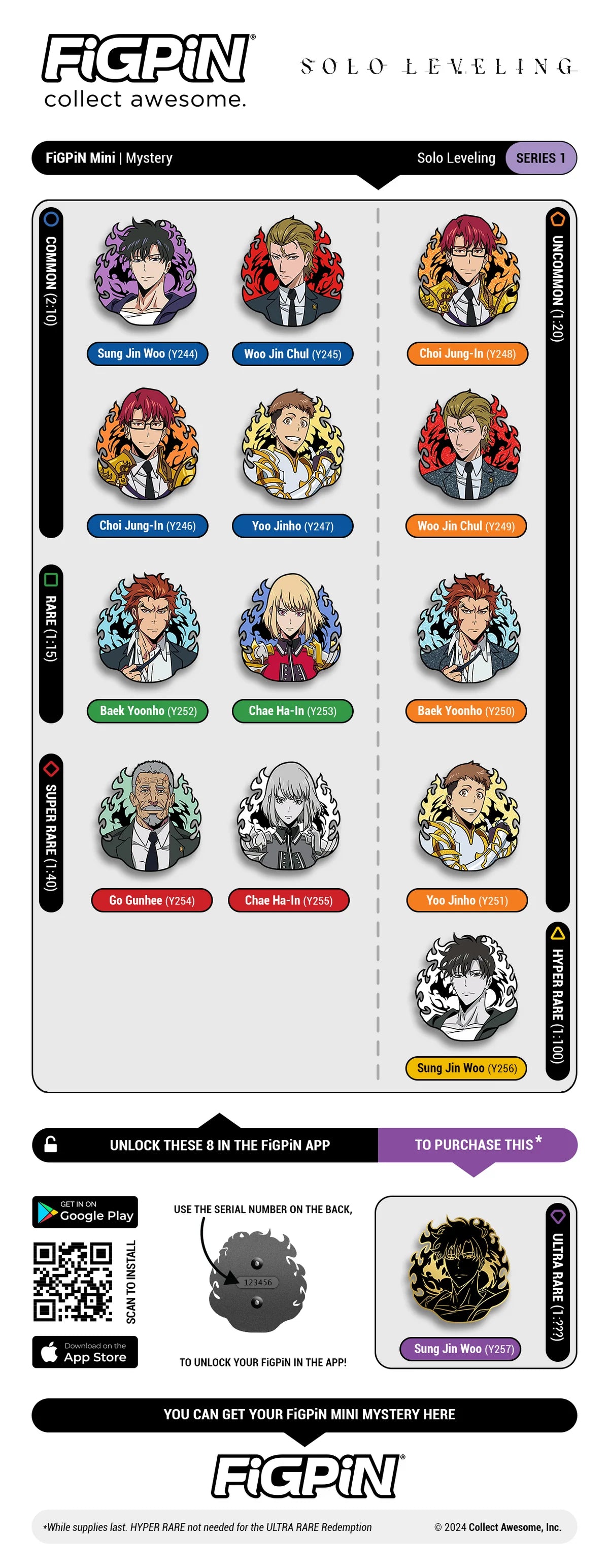 FiGPiN - Mystery Mini Pin Series 1 - Solo Leveling - 1 Blind Box Enamel Pin