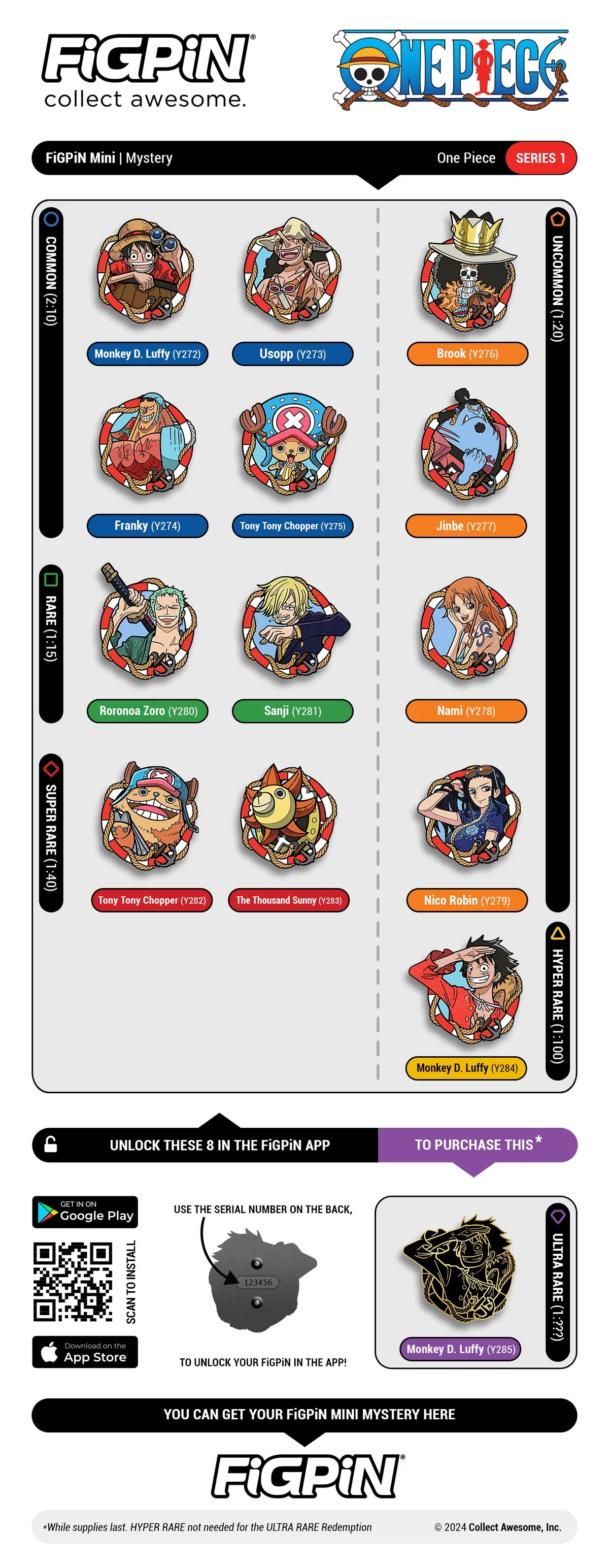 FiGPiN - Mystery Mini Pin Series 1 - One Piece - 1 Blind Box Enamel Pin