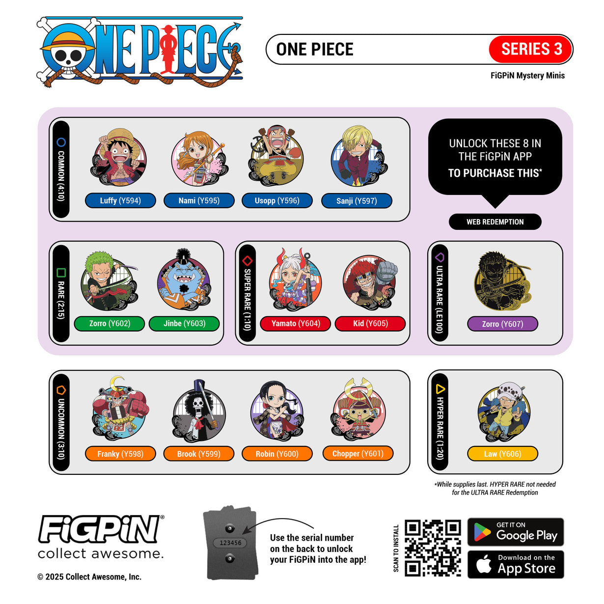FiGPiN - Mystery Mini Pin Series 3 - One Piece - Case of 10 Mystery Enamel Pins