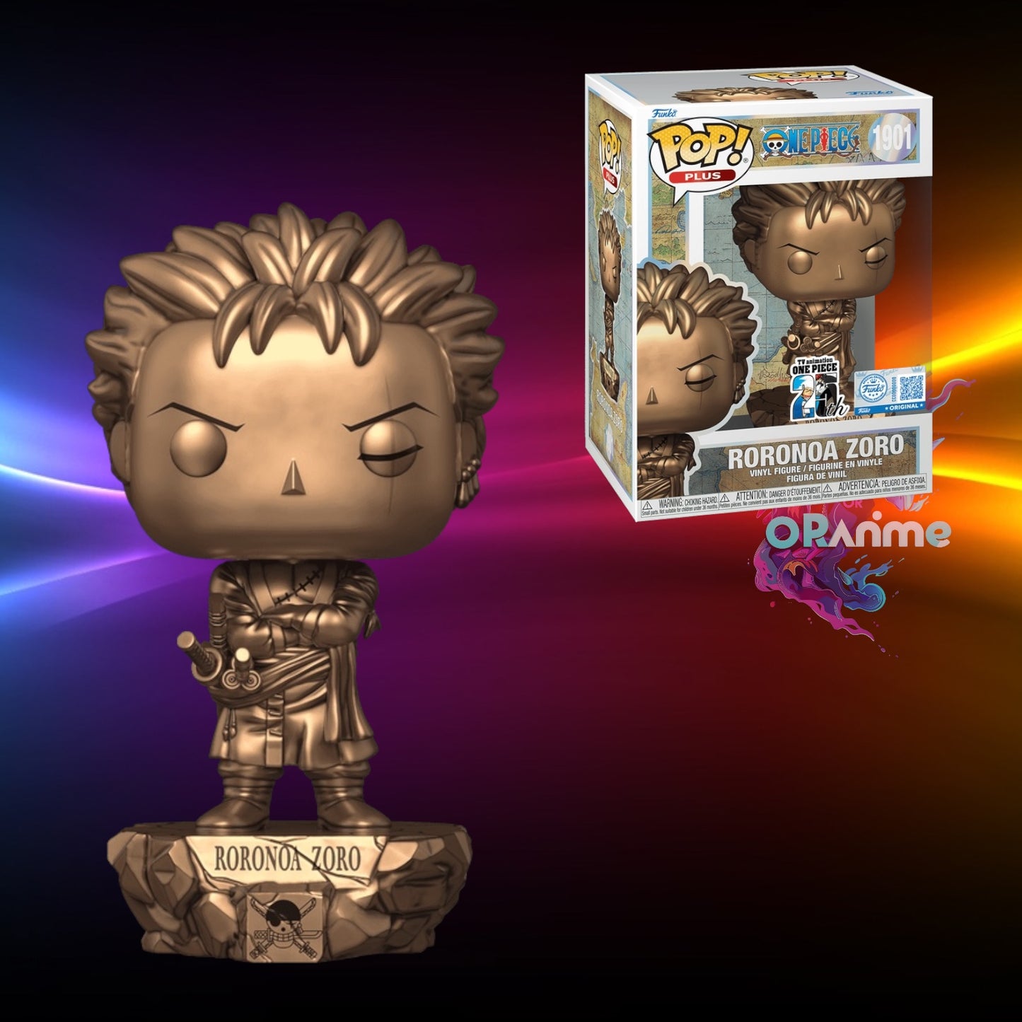Funko Pop Puls One Piece Roronoa Zoro Statue (Bronze) #1901 w/Protector *PRE-ORDER*