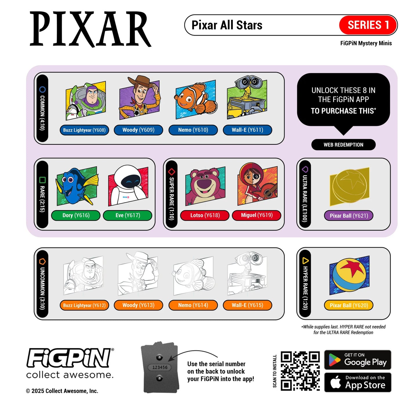 FiGPiN - Mystery Mini Pin Series 1 - Pixar All Stars - 1 Blind Box Enamel Pin