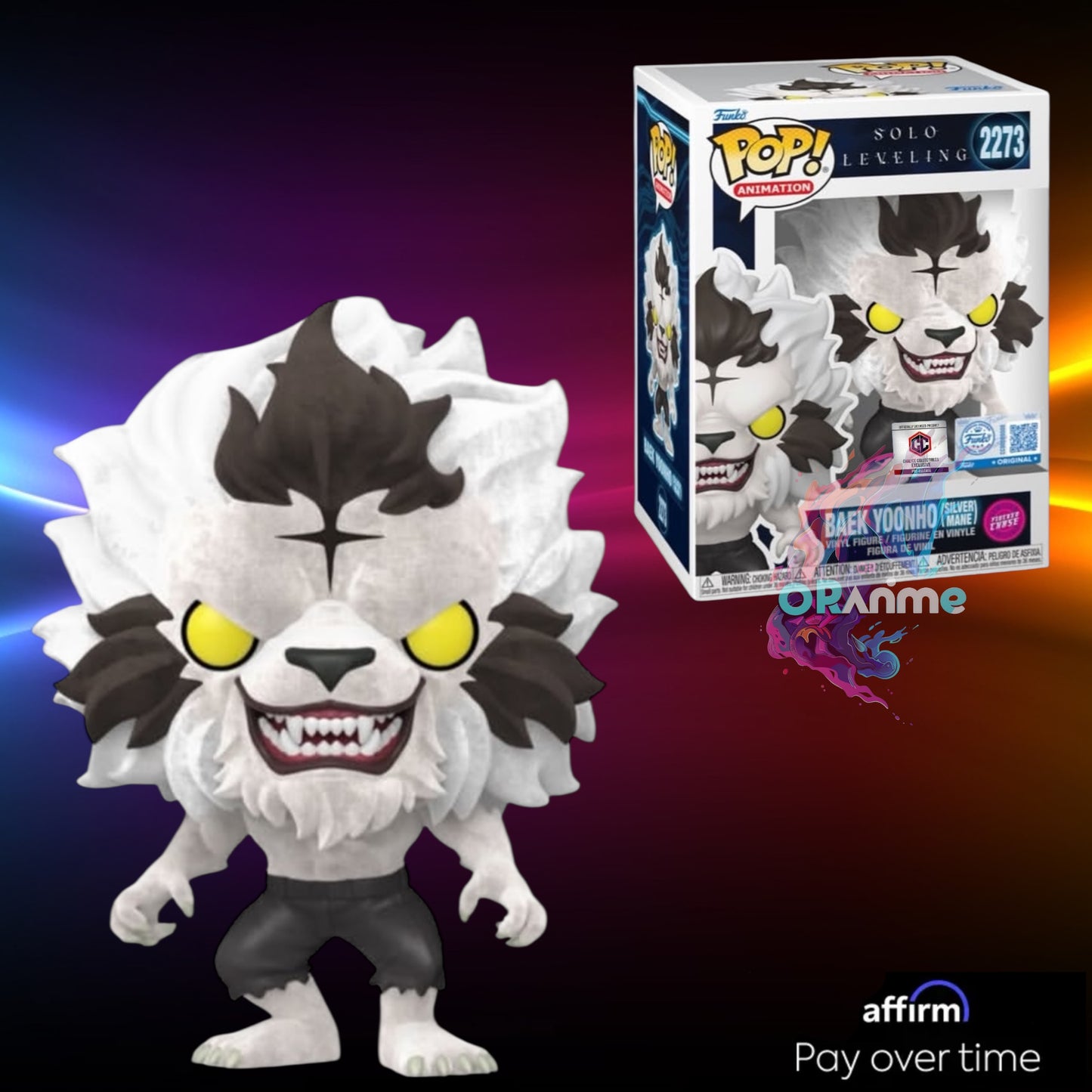 Funko Pop Solo Leveling Baek Yoonho (Silver Mane) #2273 PR Sticker Chalice Exclusive Chase Variant