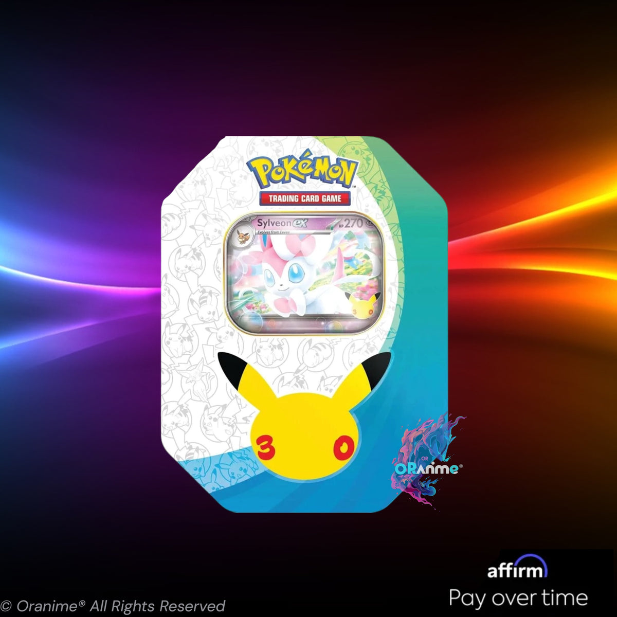 Pokémon TCG: 30th Celebration Sylveon ex Tin. English, Factory Sealed, Official Pokémon TCG Product.