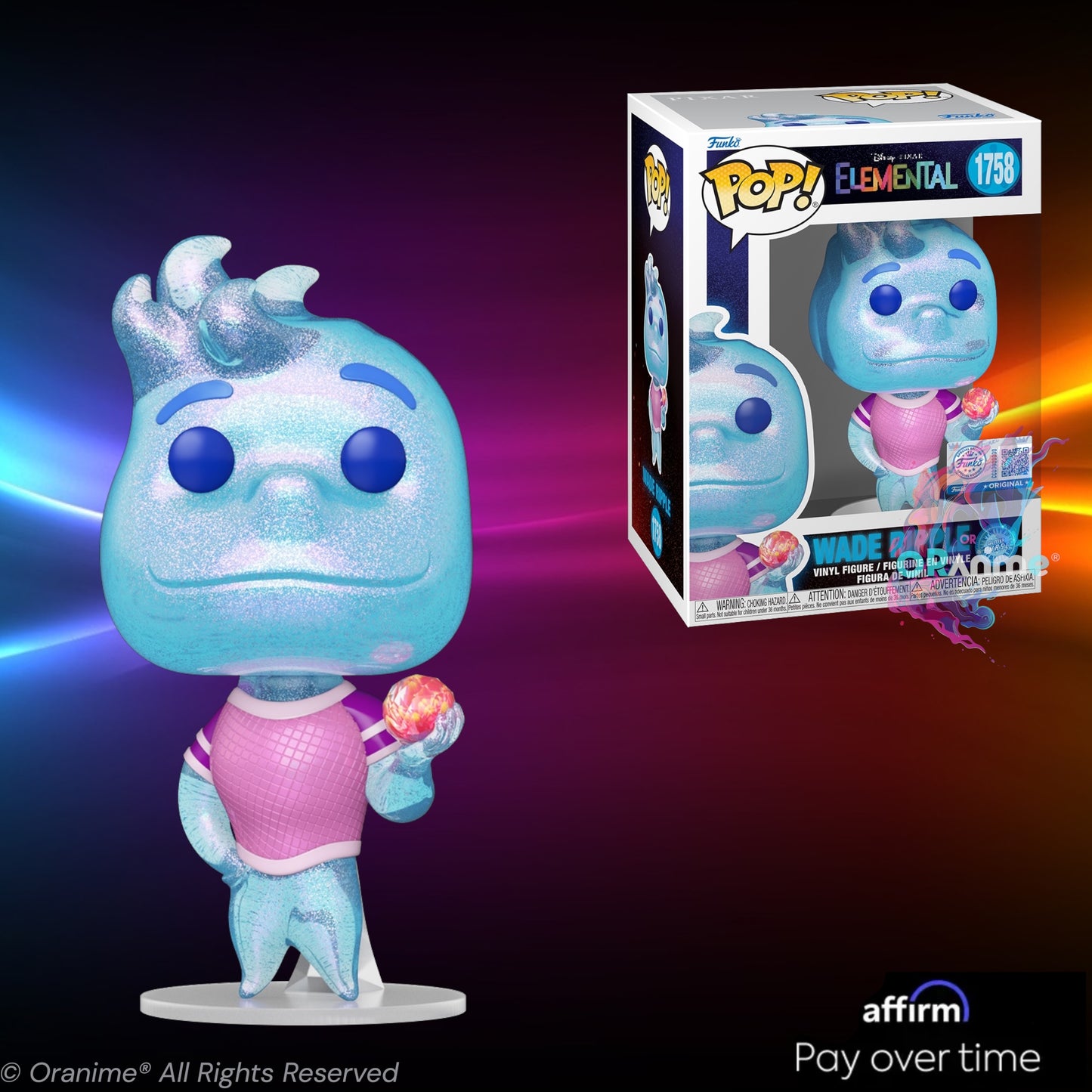 Funko Pop Pixar Elemental Wade Ripple #1758 Exclusive CHASE Variant