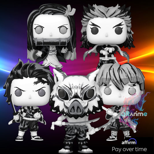 Funko Pop Demon Slayer Sumi-Ink Tanjiro, Nezuko, Inosuke, Zenitsu, Rengoku Set of 5 *PRE-ORDER*