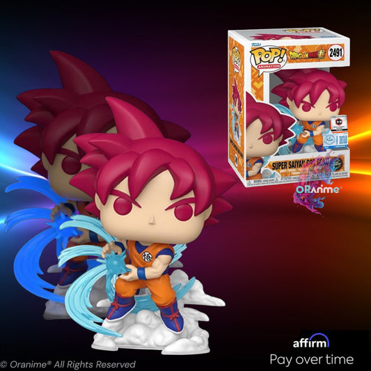 Funko Pop Dragon Ball Z Super Saiyan God Goku #2491 Chase Variant PR Sticker Chalice Exclusive *PRE-ORDER*