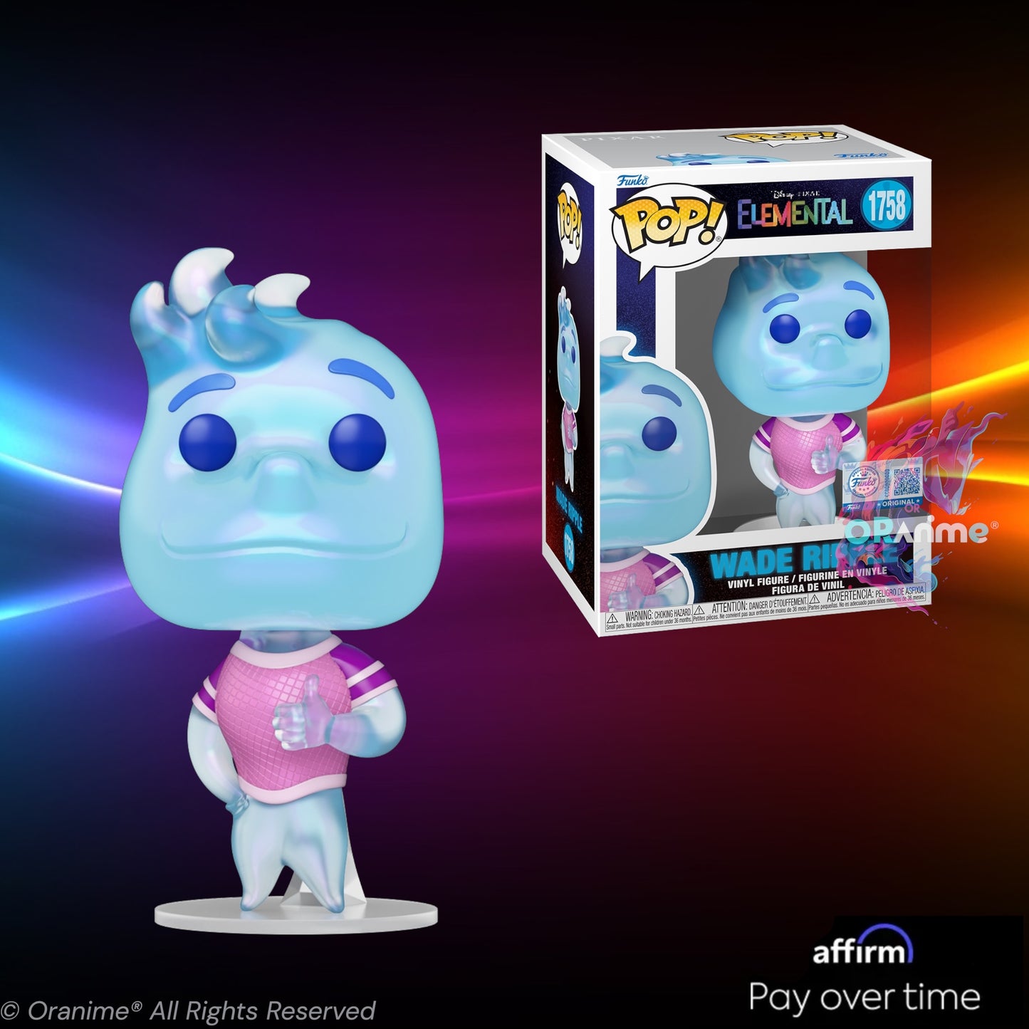 Funko Pop Pixar Elemental Wade Ripple #1758 Exclusive