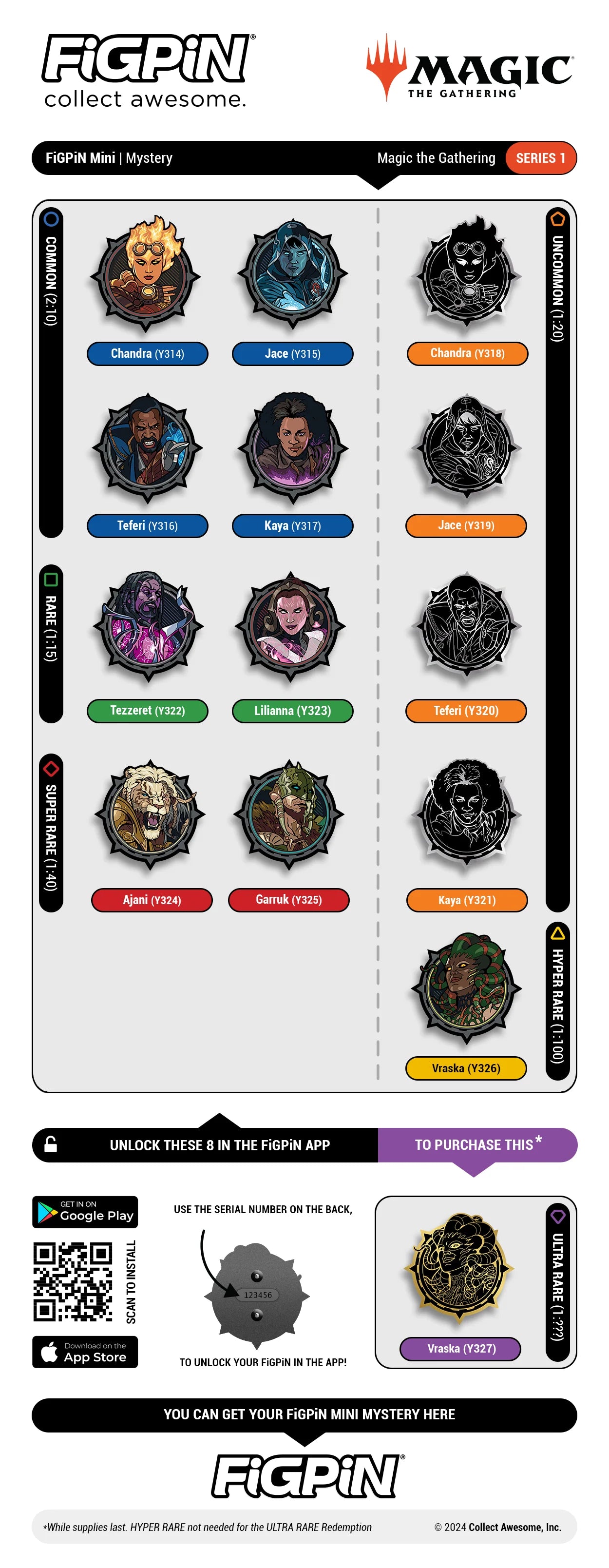 FiGPiN - Mystery Mini Pin Series 1 - Magic The Gathering - Case of 10 Enamel Pin