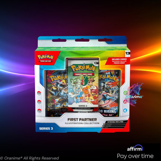 Pokémon TCG: First Partner Illustration Collection – Series 3. English, Factory Sealed, Official Pokémon TCG Product.