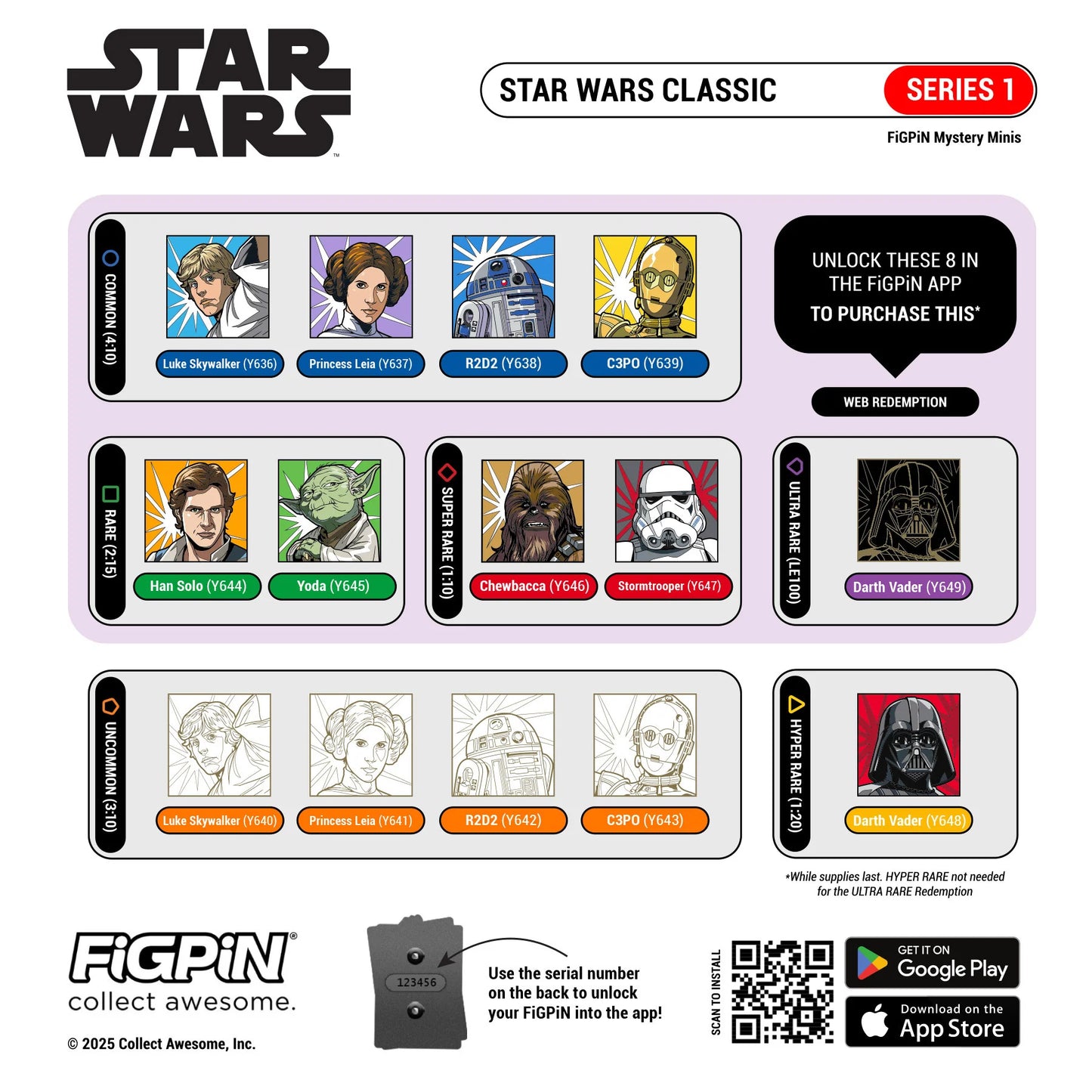 FiGPiN - Mystery Mini Pin Series 1 - Star Wars Classic - Case of 10 Enamel Pin